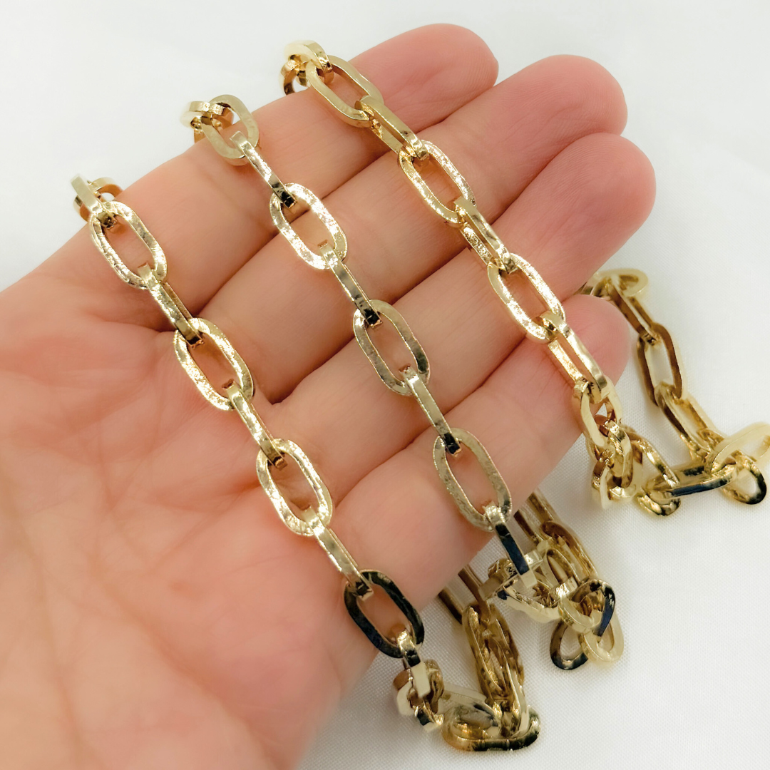 Gold Plated 925 Sterling Silver Thick Paperclip Chain. Y95GP