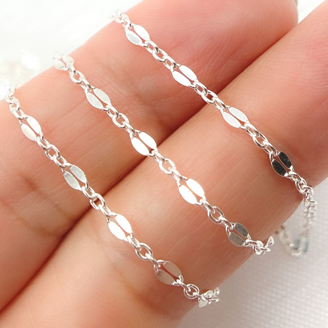 925 Sterling Silver Fancy Marina Link Chain