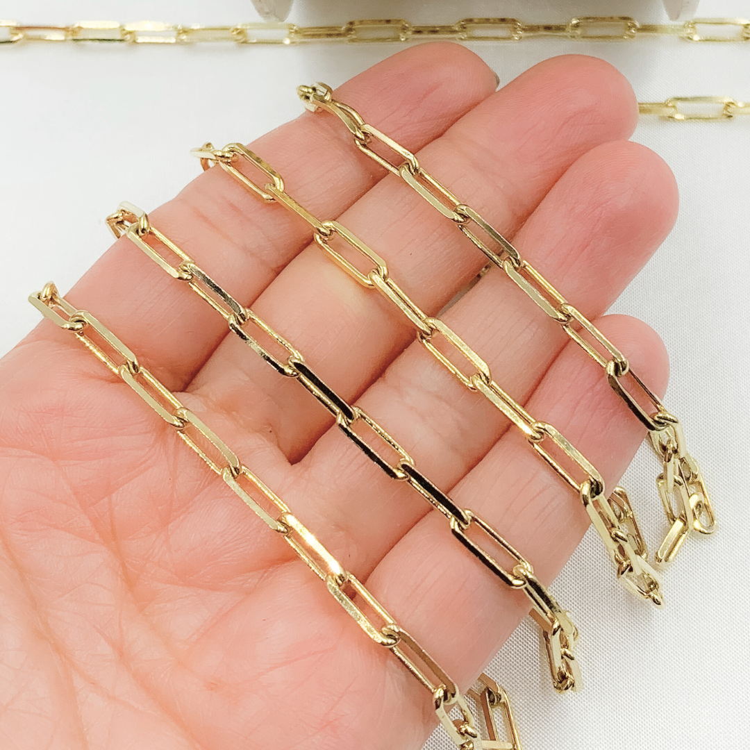 Gold Plated 925 Sterling Silver Diamond Cut Paperclip Chain. X16GP