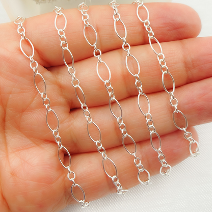 925 Sterling Silver Oval and Round Link Chain.