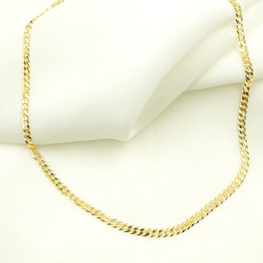 08014134GD. 14K Solid Gold Flat Curb Chain