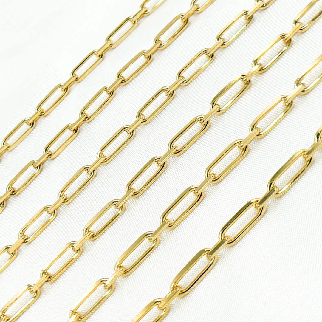 Gold Plated 925 Sterling Silver Diamond Cut Paperclip Link Chain. Z47GP