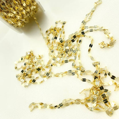 14K Solid Gold Flat Marina Link Unfinished Chain