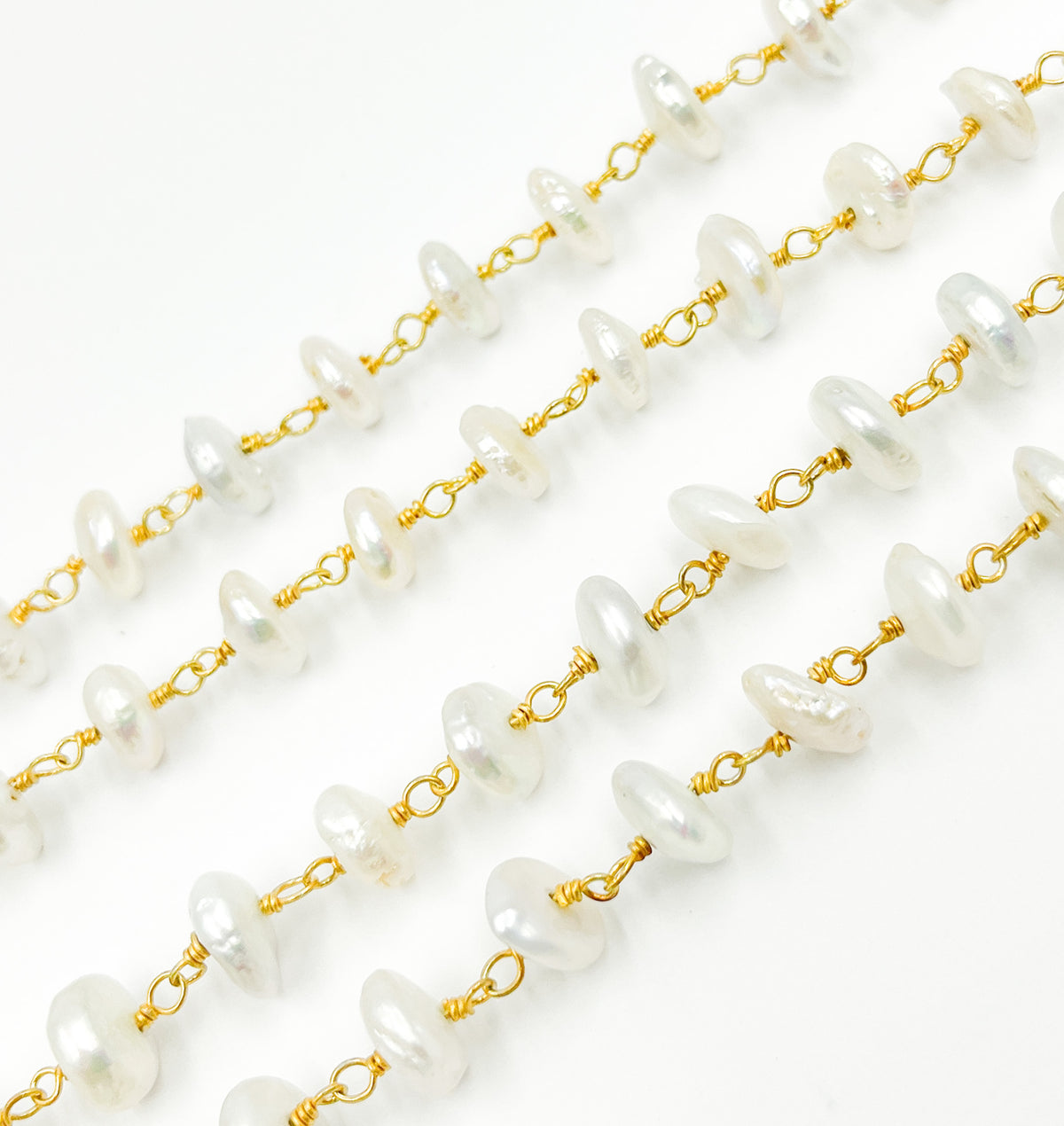 PRL23. Organic Freshwater Pearl Wire Wrap Chain