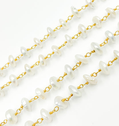 PRL23. Organic Freshwater Pearl Wire Wrap Chain