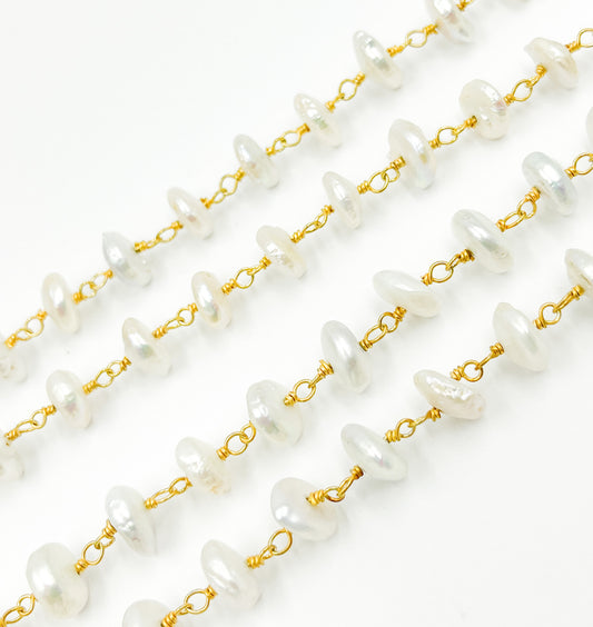 PRL23. Organic Freshwater Pearl Wire Wrap Chain