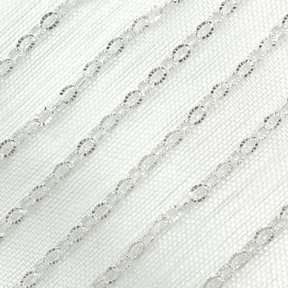 V187SS. Sterling Silver Hammered Oval Link Chain