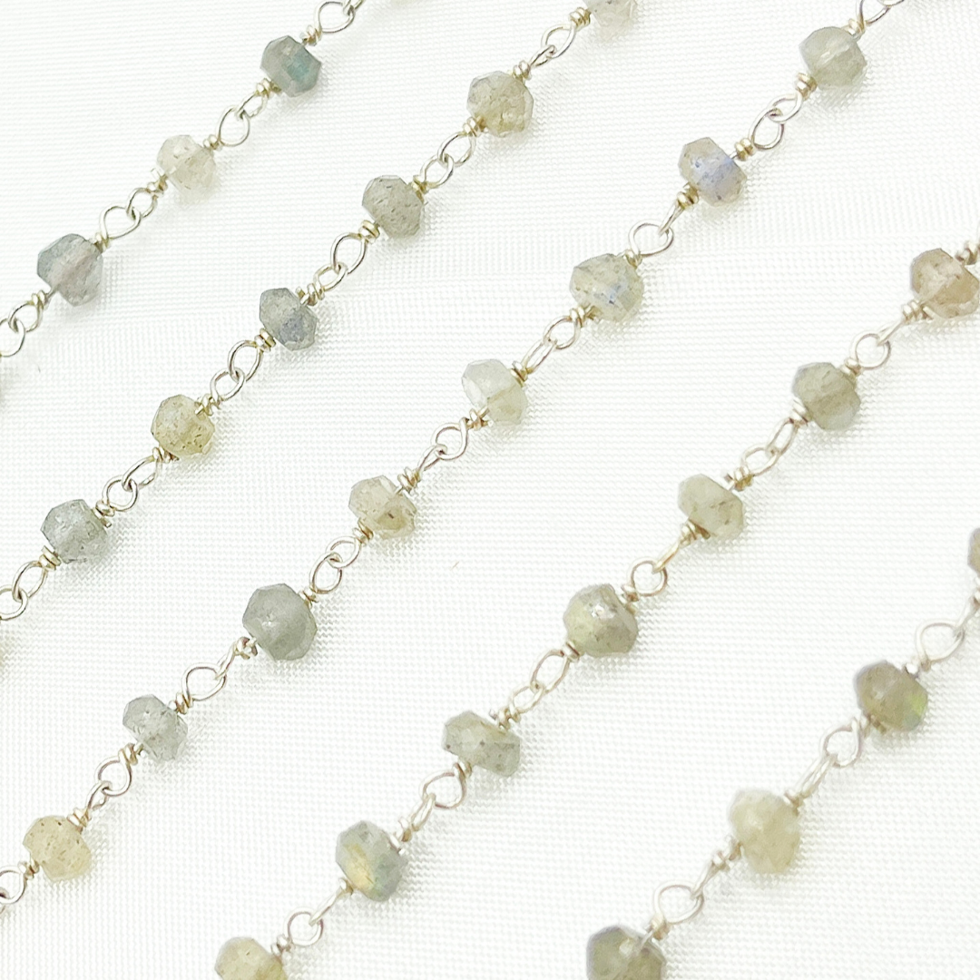 Labradorite 925 Sterling Silver Wire Chain.