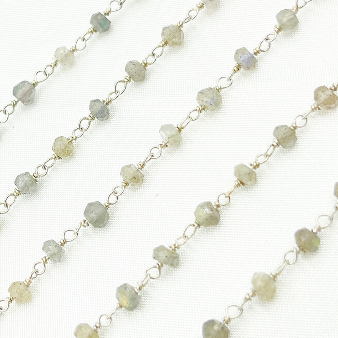 Labradorite 925 Sterling Silver Wire Chain. LAB105