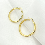 Load image into Gallery viewer, 14K Solid Gold Hollow Flat Hoop