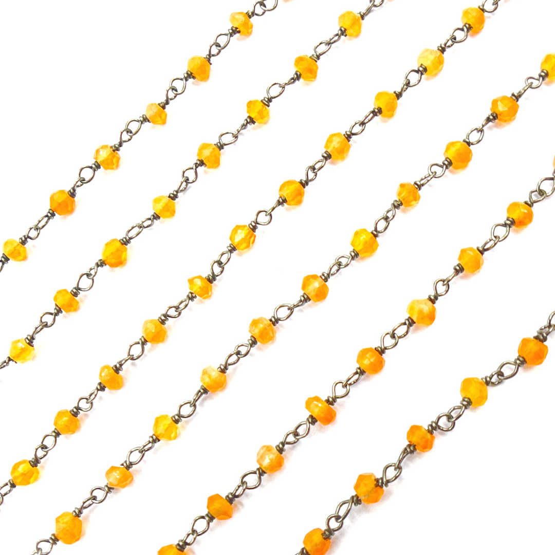 Carnelian Black Rhodium 925 Sterling Silver Wire Chain