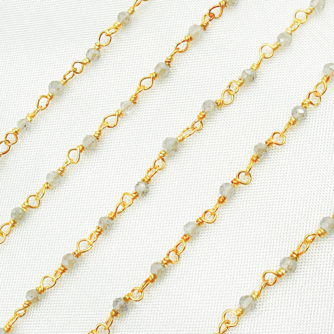 Coated Labradorite Wire Wrap Chain