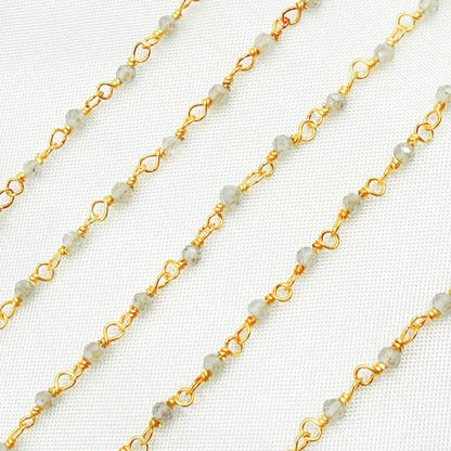 Coated Labradorite Wire Wrap Chain