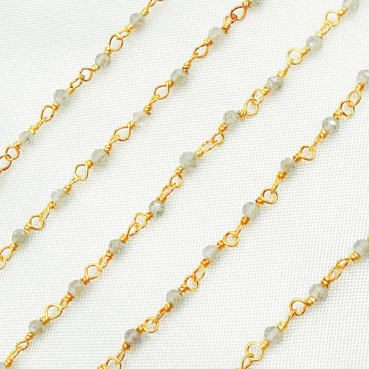 Coated Labradorite Wire Wrap Chain