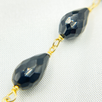 Load image into Gallery viewer, Black Spinel Tear Drop Shape Gold Plated Wire Chain. BSP43
