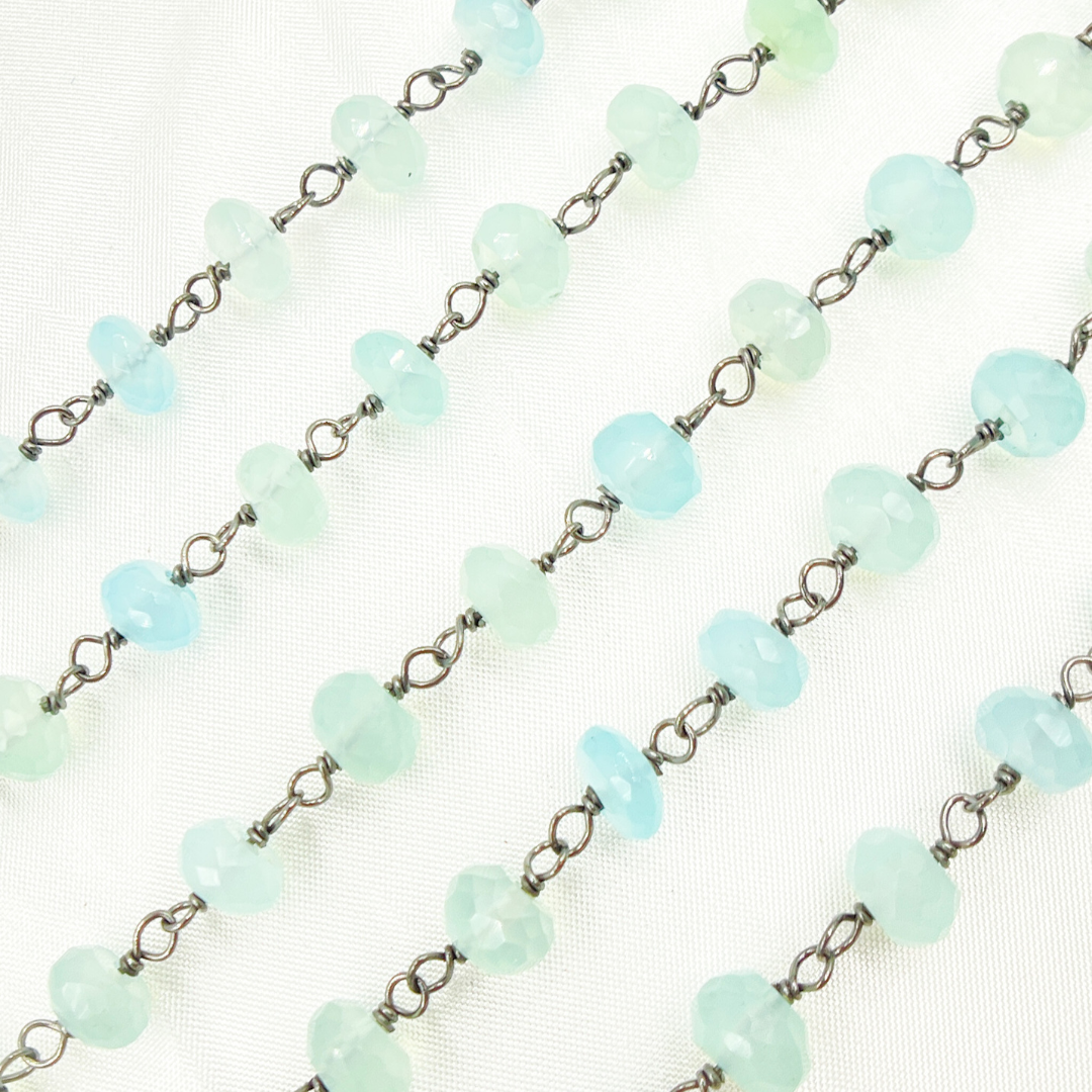 Blue Chalcedony Oxidized Wire Chain