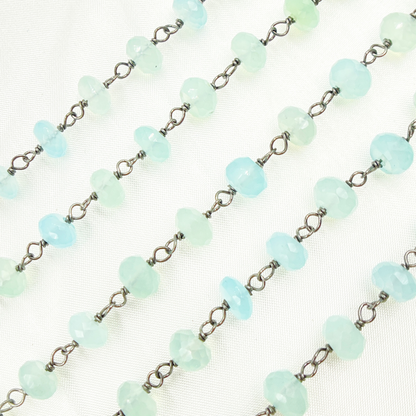 Blue Chalcedony Oxidized Wire Chain