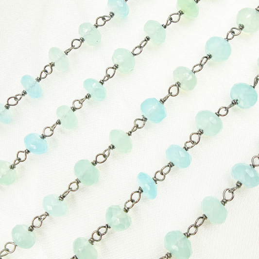 Blue Chalcedony Oxidized Wire Chain