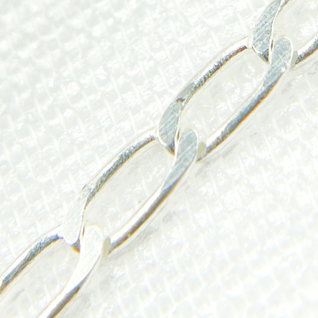 925 Sterling Silver Paperclip Flat Link Chain
