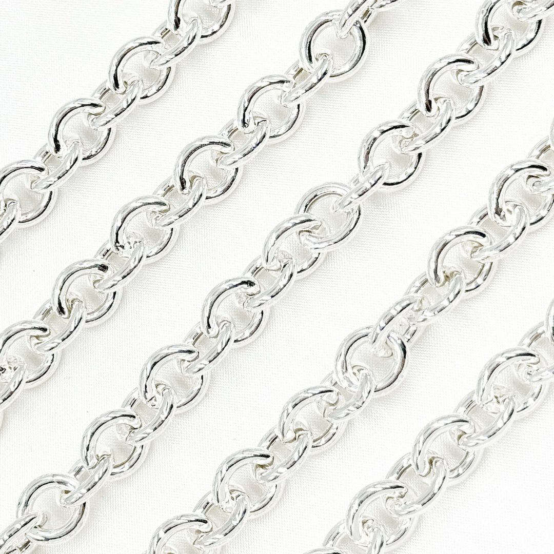 925 Sterling Silver Smooth Oval Hollow Cable Chain.  V215SS