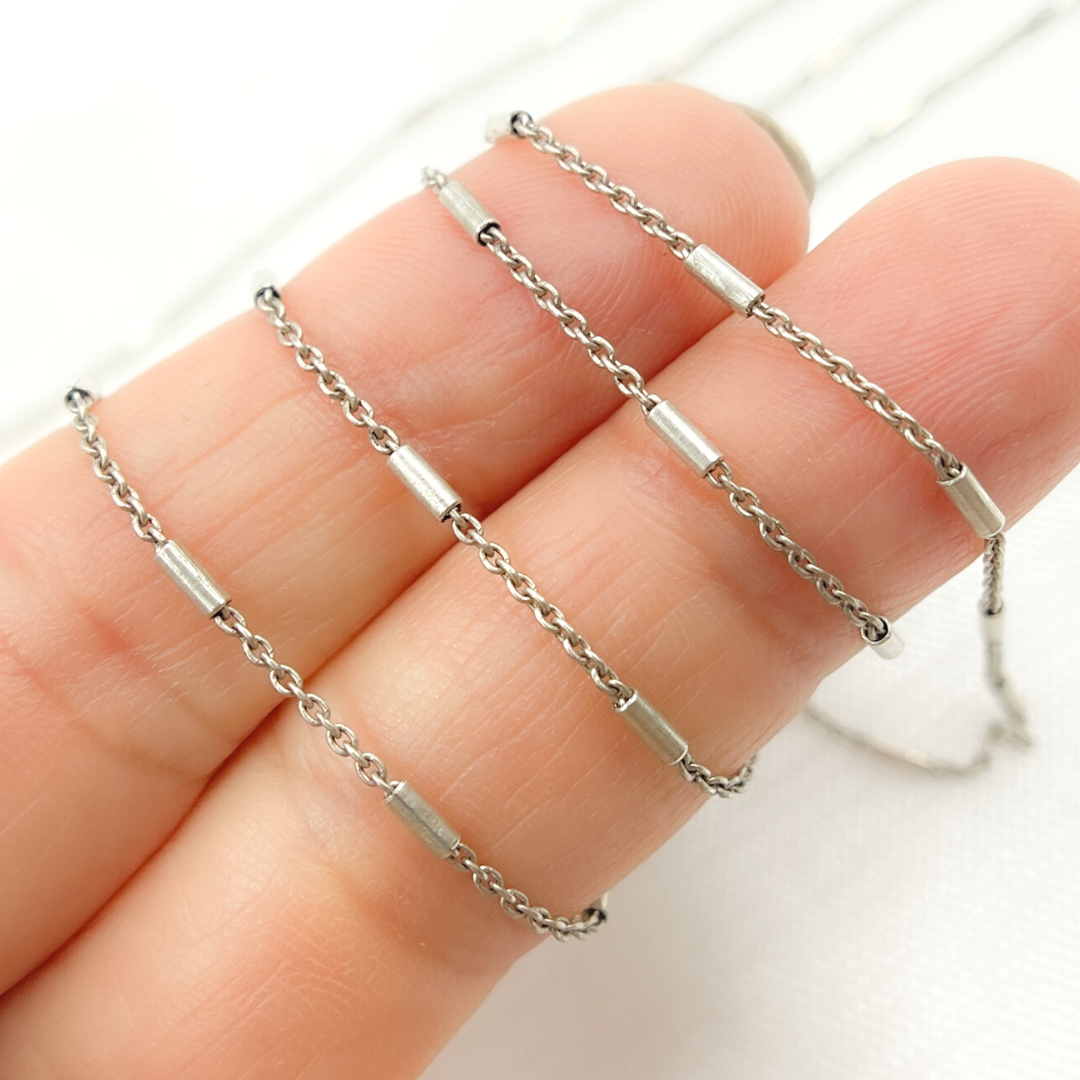 Oxidized 925 Sterling Silver Bar Chain. Z9OX