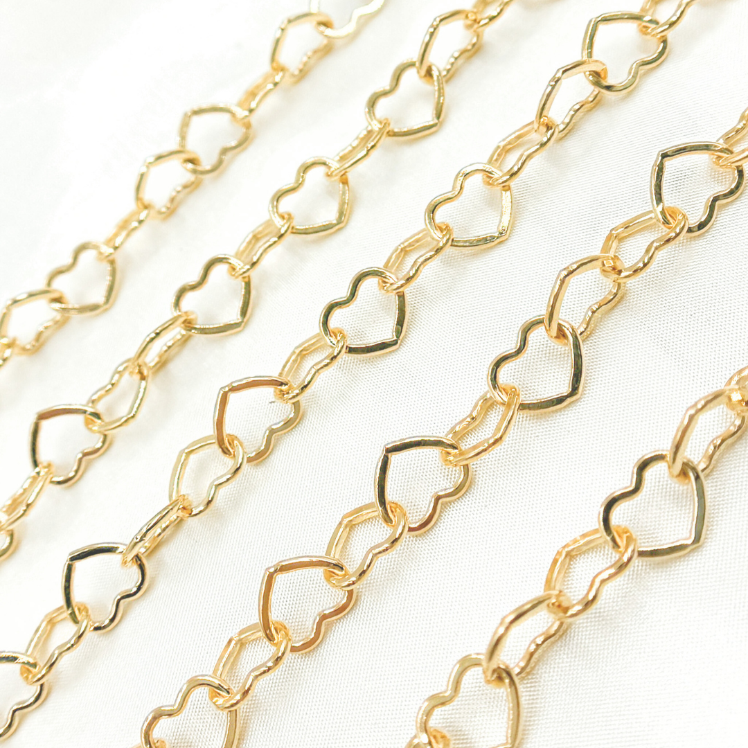 14k Gold Filled Flat Heart Link Chain. 1408FGF