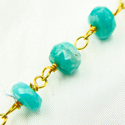 Amazonite Gold Plated Wire Chain