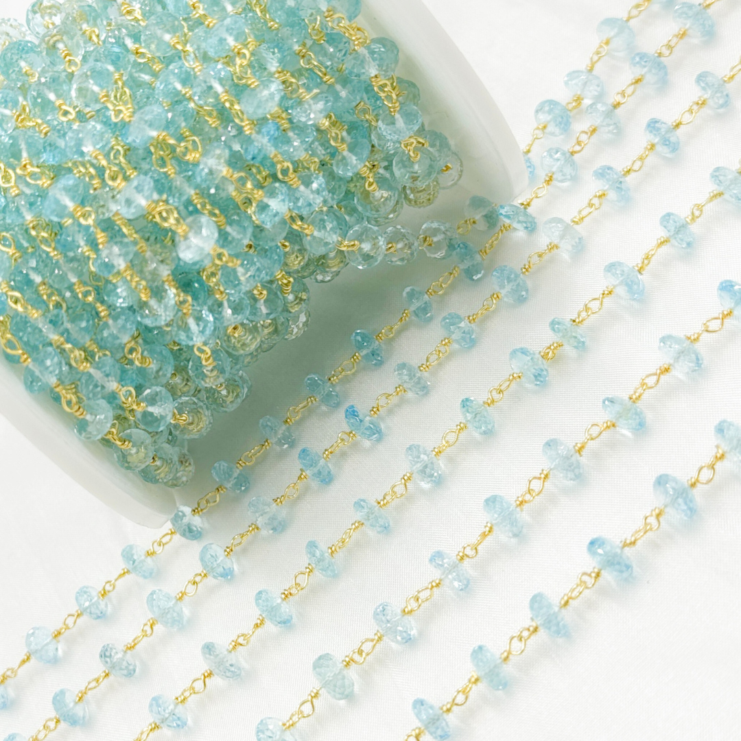 Sky Blue Topaz Gold Plated 925 Sterling Silver Wire Chain.