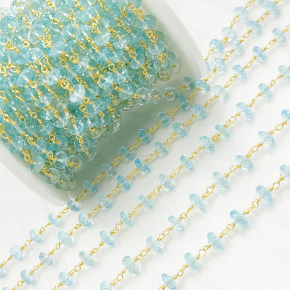 Sky Blue Topaz Gold Plated 925 Sterling Silver Wire Chain.