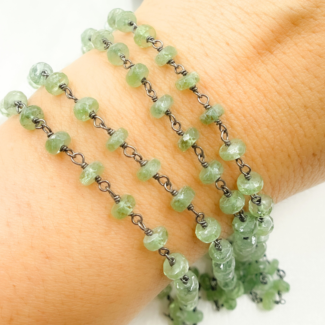 Green Kyanite Oxidized Wire Chain. KYA9