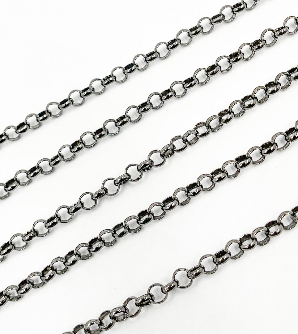 Black Rhodium 925 Sterling Silver Rolo Chain. V102BR