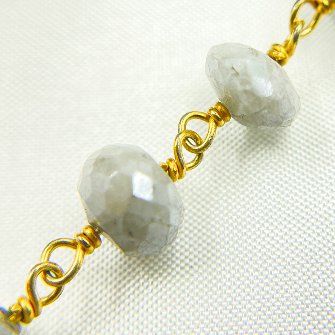 Coated Milky Aquamarine Gold Plated Wire Chain.