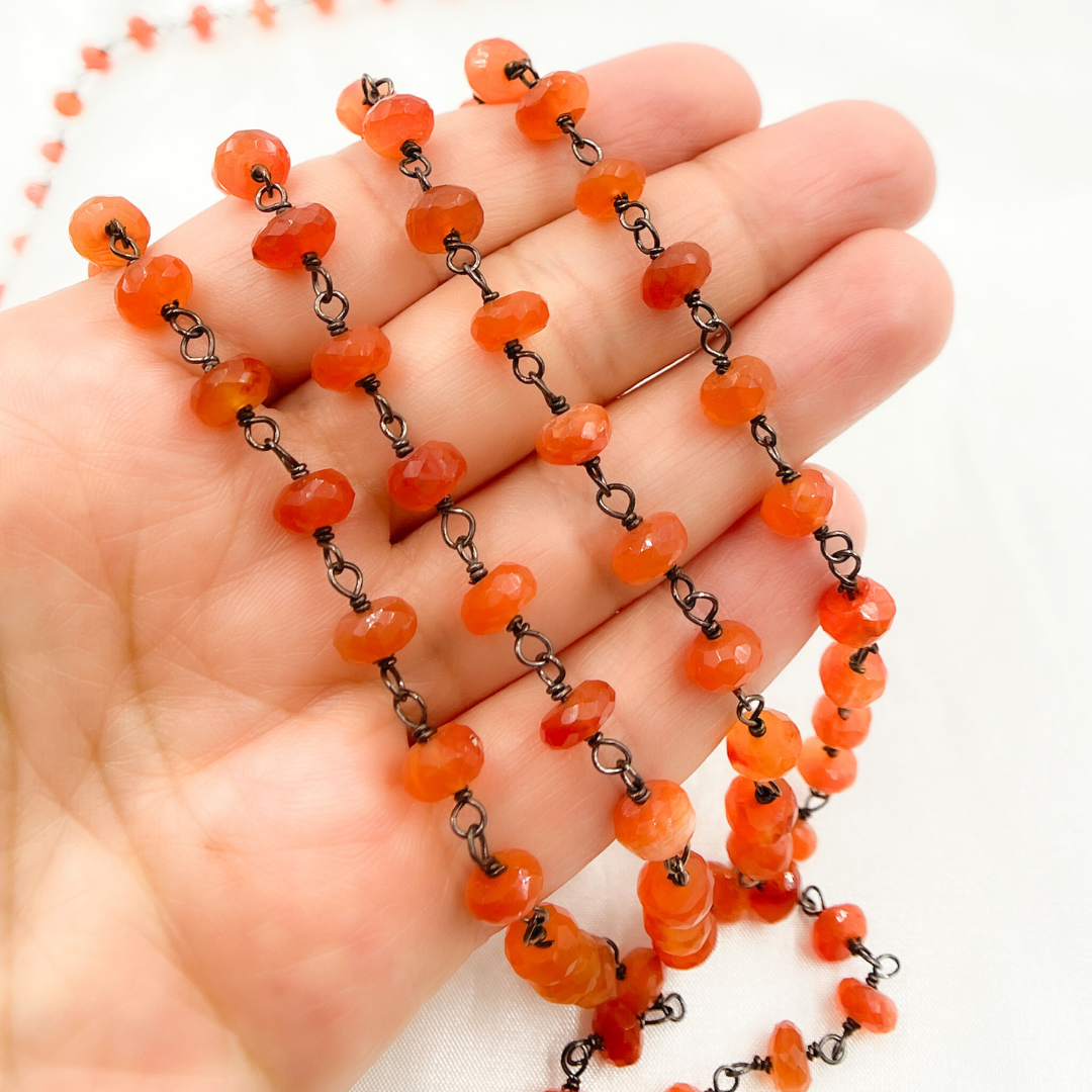 Carnelian Oxidized Stone Wire Chain