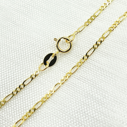 14K Solid Gold Flat Figaro Chain