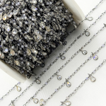 Load image into Gallery viewer, Coated Blue Quartz &amp; CZ Dangle Oxidized Wire Chain. CQU42
