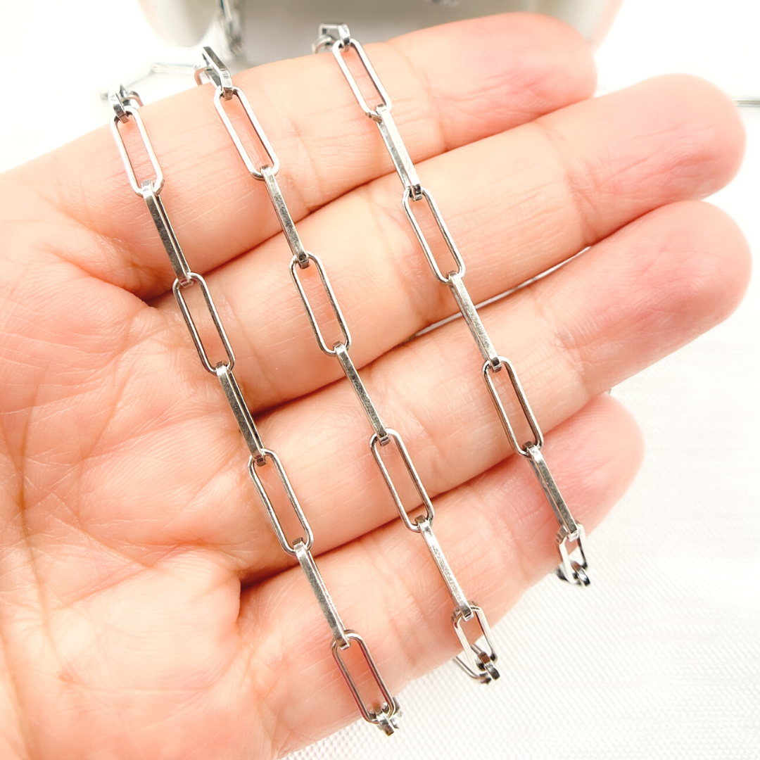 Oxidized 925 Sterling Silver Flat Paperclip Link Chain. V128OX