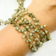 Cats Eye Cluster Dangle Gold Plated Wire Chain