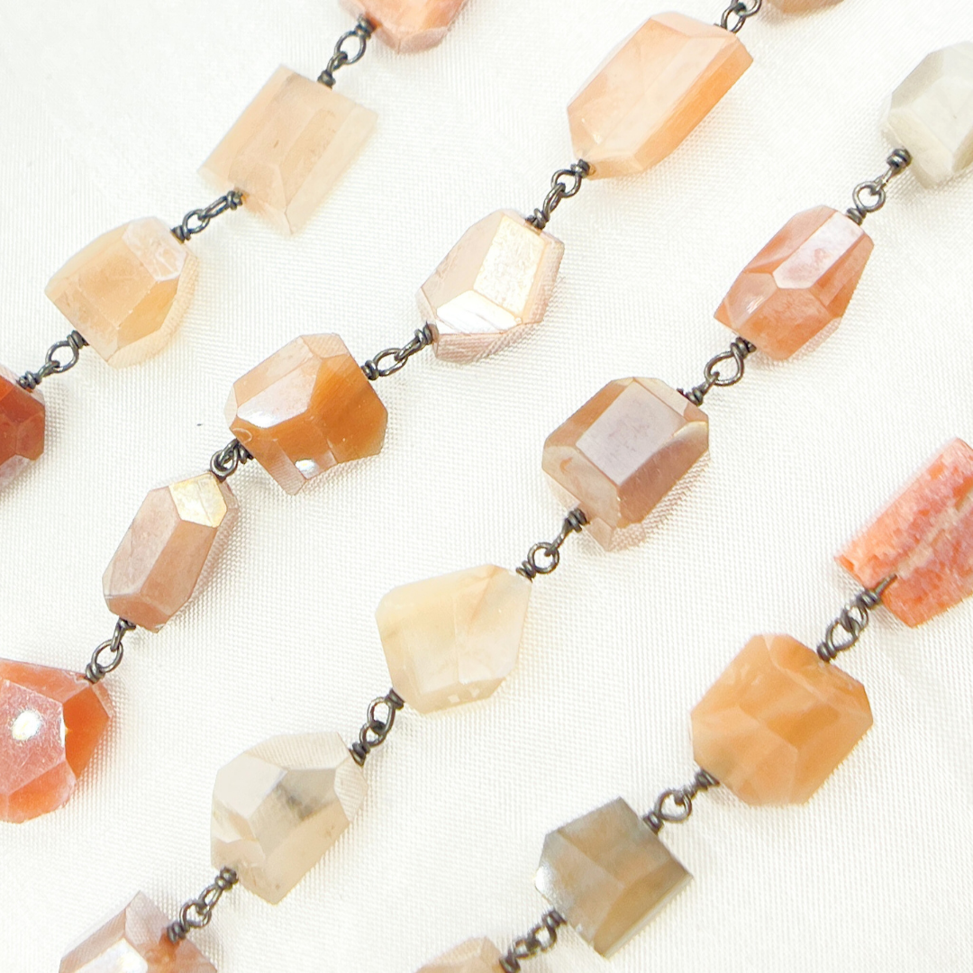Coated Organic Multi Moonstone Oxidized Wire Chain