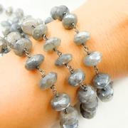 Coated Labradorite Rondel Faceted Oxidized Wire Chain