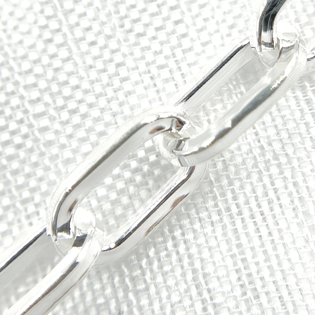 Sterling Silver Hollow Flat Paperclip Link Chain