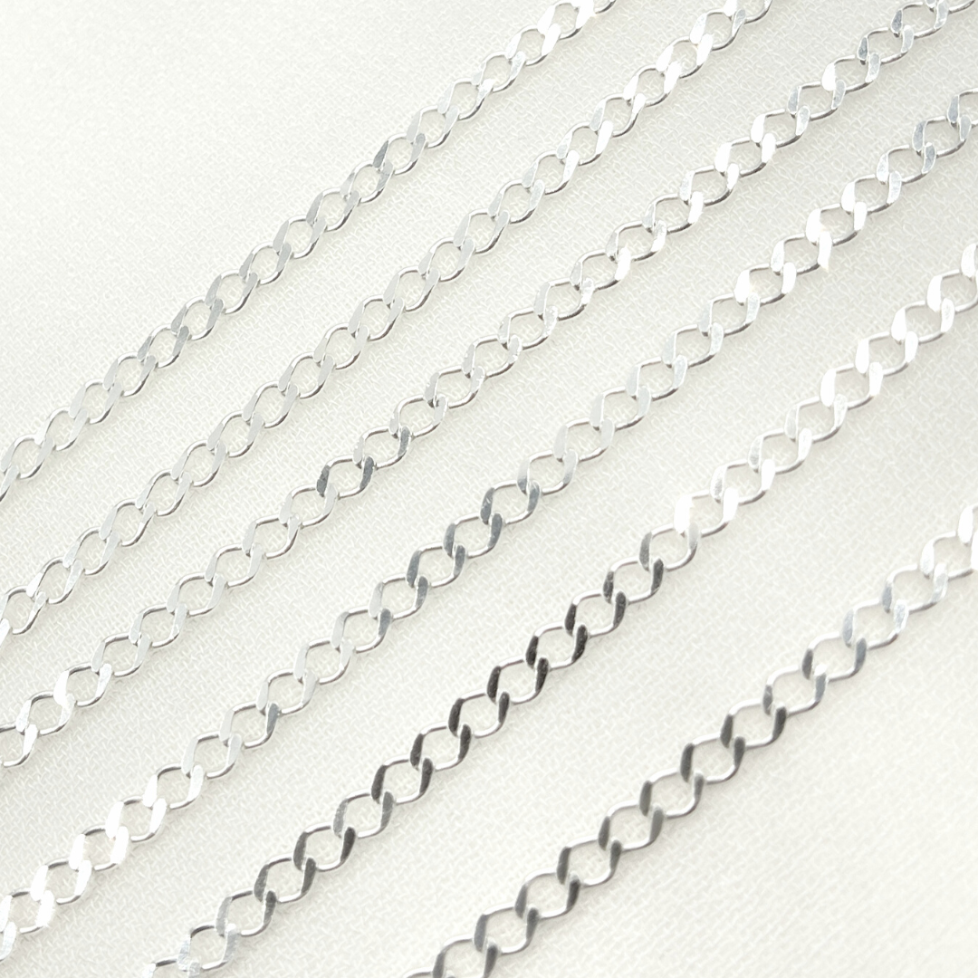 Z87SS. Sterling Silver Miami Flat Curb Link Chain