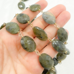 Load image into Gallery viewer, Labradorite Oval Shape Gold Plated Wire Chain. LAB70
