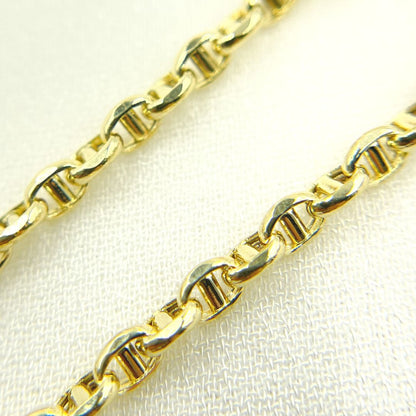 14K Solid Yellow Gold Diamond Cut Marina Link Bracelet
