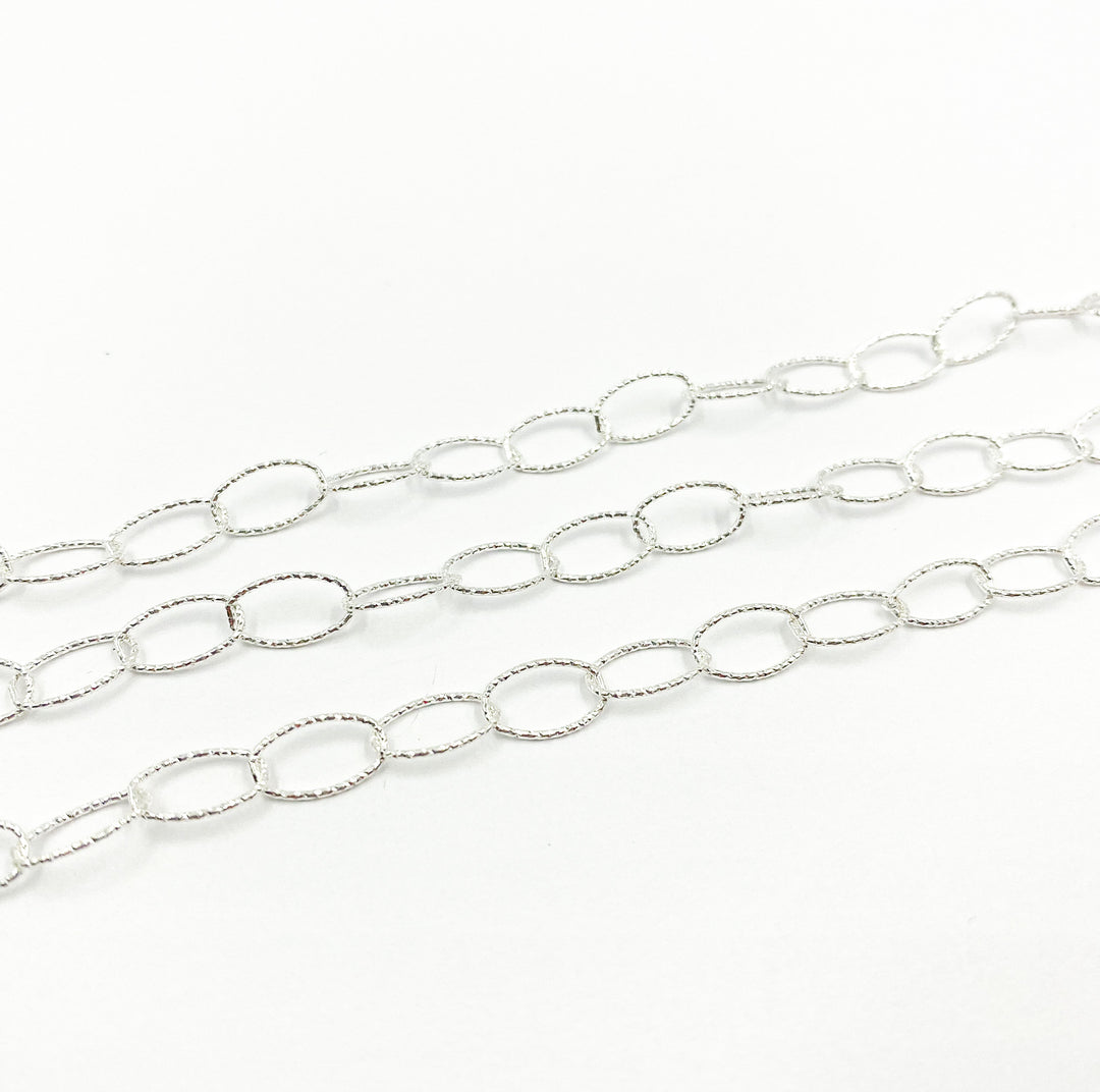 Y72ASS. 925 Sterling Silver Diamond Cut Oval Link Chain.