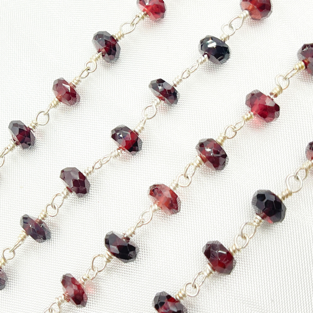 Garnet 925 Sterling Silver Wire Chain