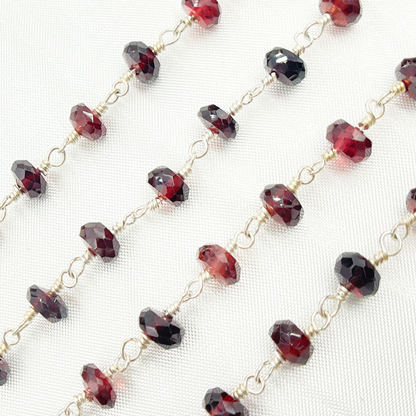 Garnet 925 Sterling Silver Wire Chain