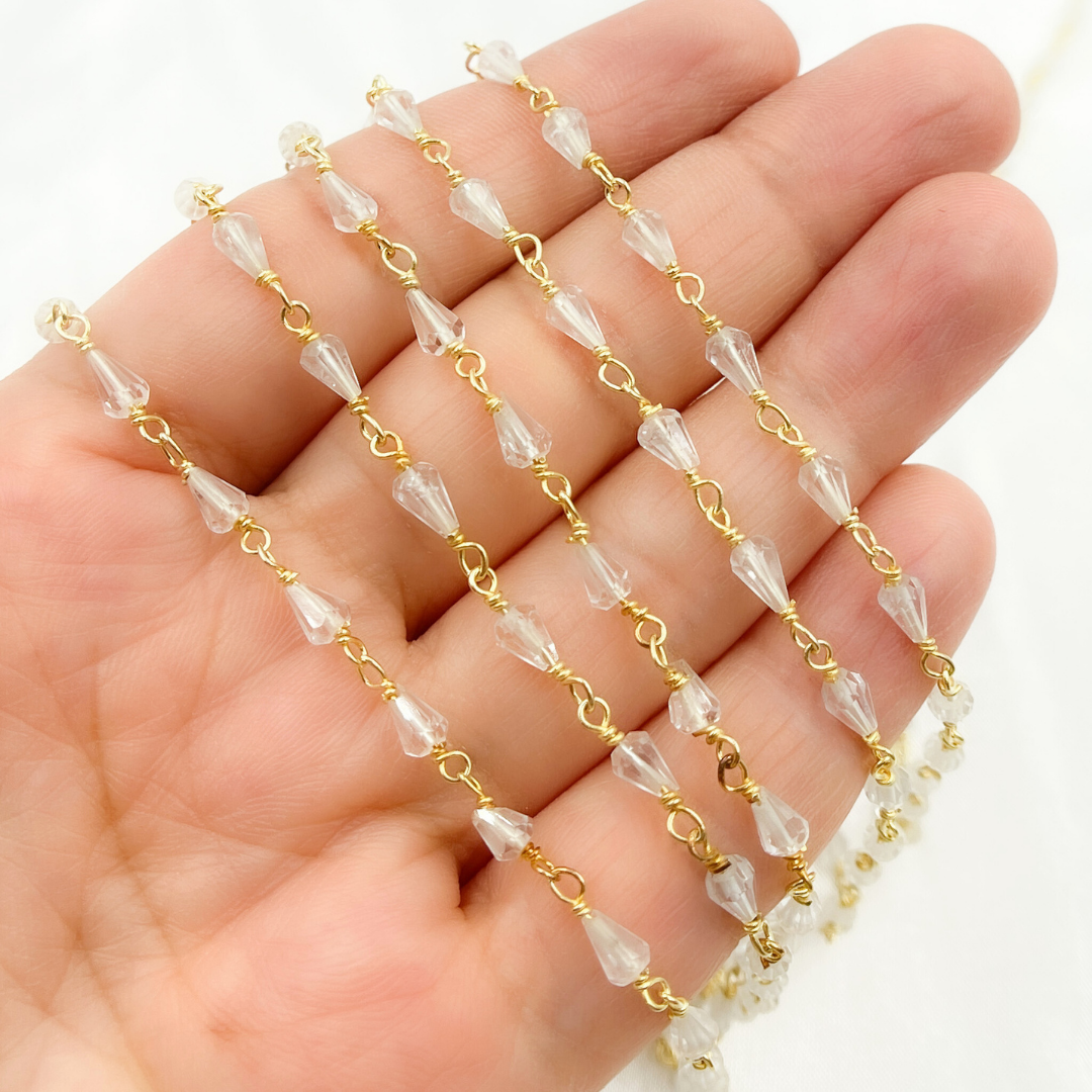 Crystal Gold Plated Wire Chain