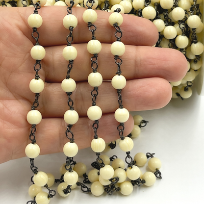 Resin Round Shape Oxidized 925 Sterling Silver Wire Chain