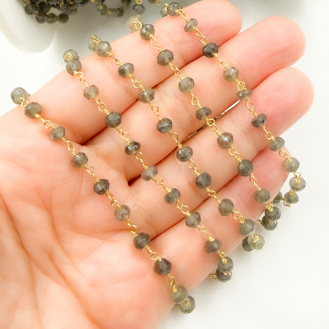 Smoky Quartz Gold Plated Wire Chain
