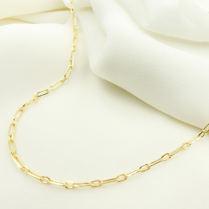 14K Solid Gold Paperclip Diamond Cut Chain